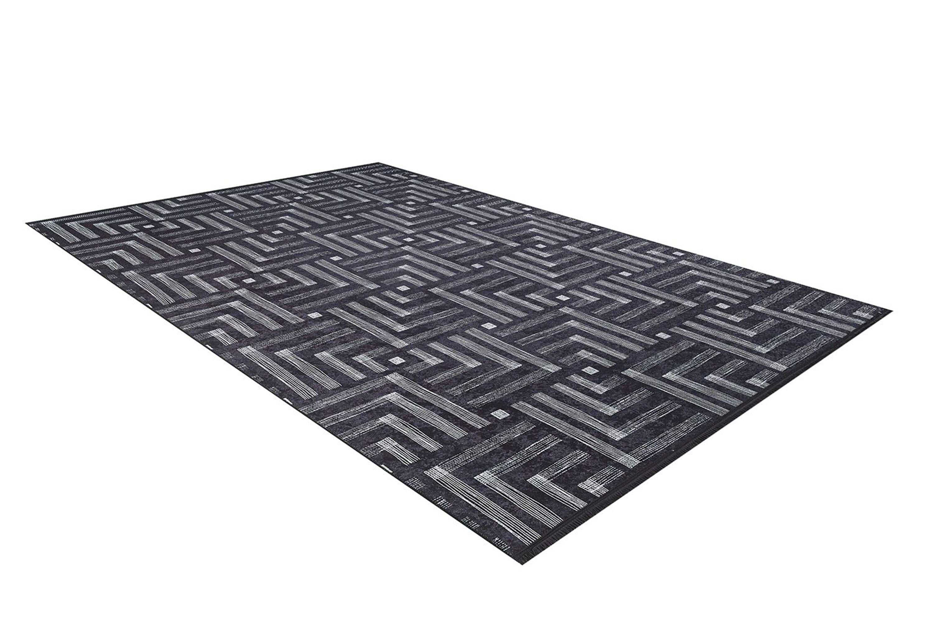 Kera Modern Black Illusion Art Rug-Fame Rugs-2'x3'ft 60x90cm-Black-fame