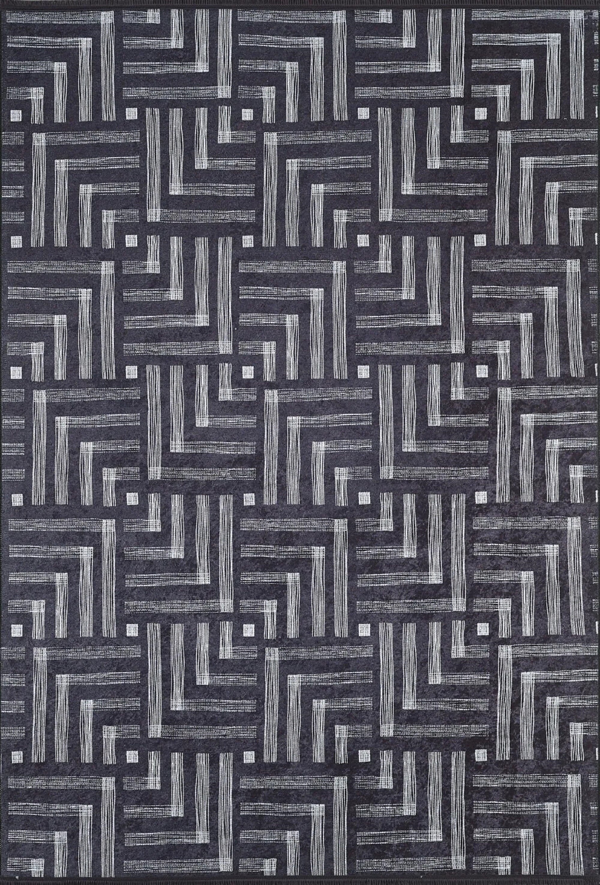 Kera Modern Black Illusion Art Rug-Fame Rugs-2'x3'ft 60x90cm-Black-fame