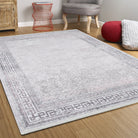 Key Geometric White Light Pink Gray Rug-Fame Rugs-2'x3'ft 60x90cm-fame