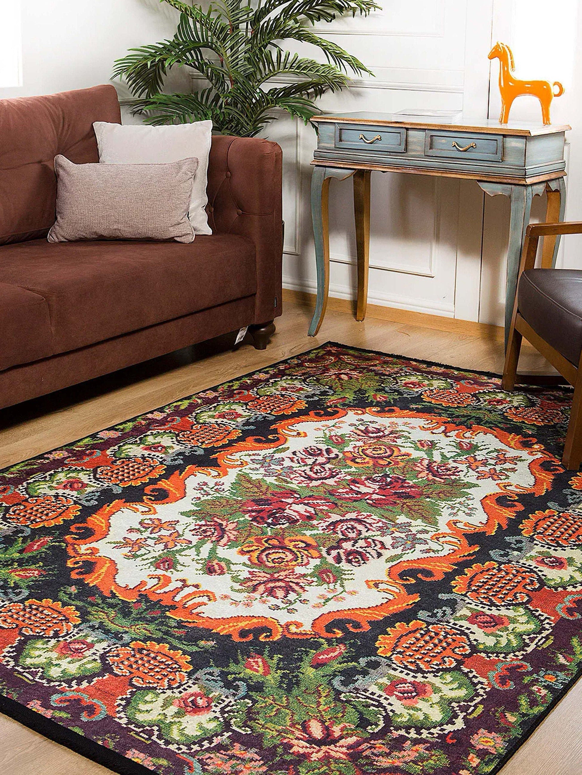 Kiara Karabagh Turkish Azerbaijani Floral Rug-Fame Rugs-2'x3'ft 60x90cm-fame