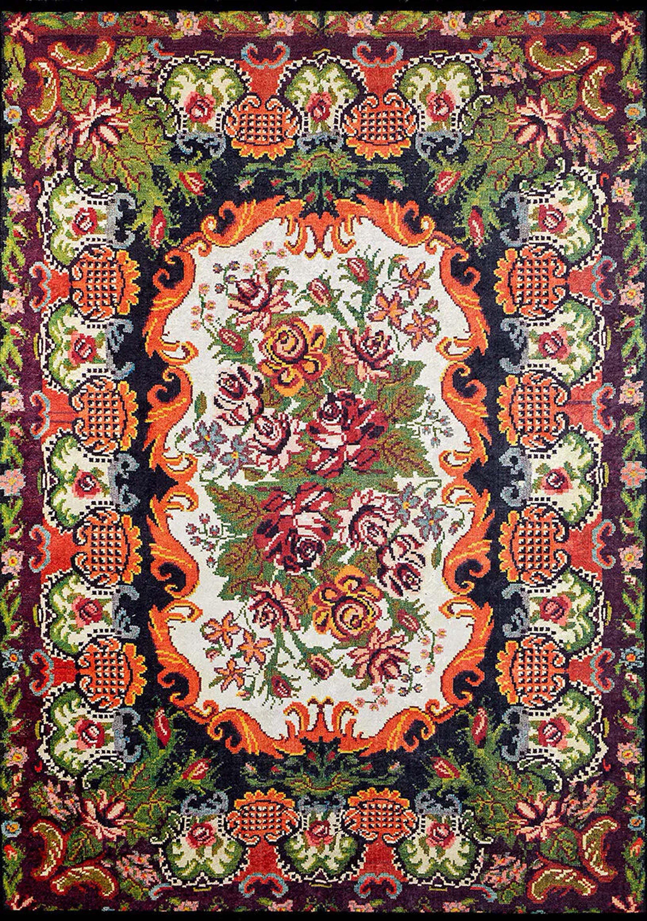 Kiara Karabagh Turkish Azerbaijani Floral Rug-Fame Rugs-2'x3'ft 60x90cm-fame