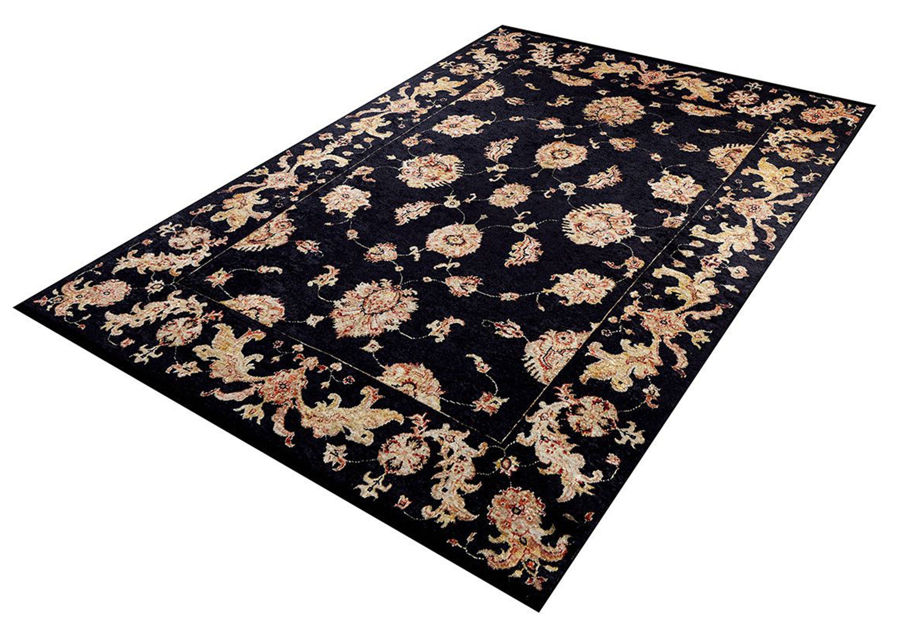 Kita Karabagh Turkish Azerbaijani Black Rug-Fame Rugs-2'x3'ft 60x90cm-fame