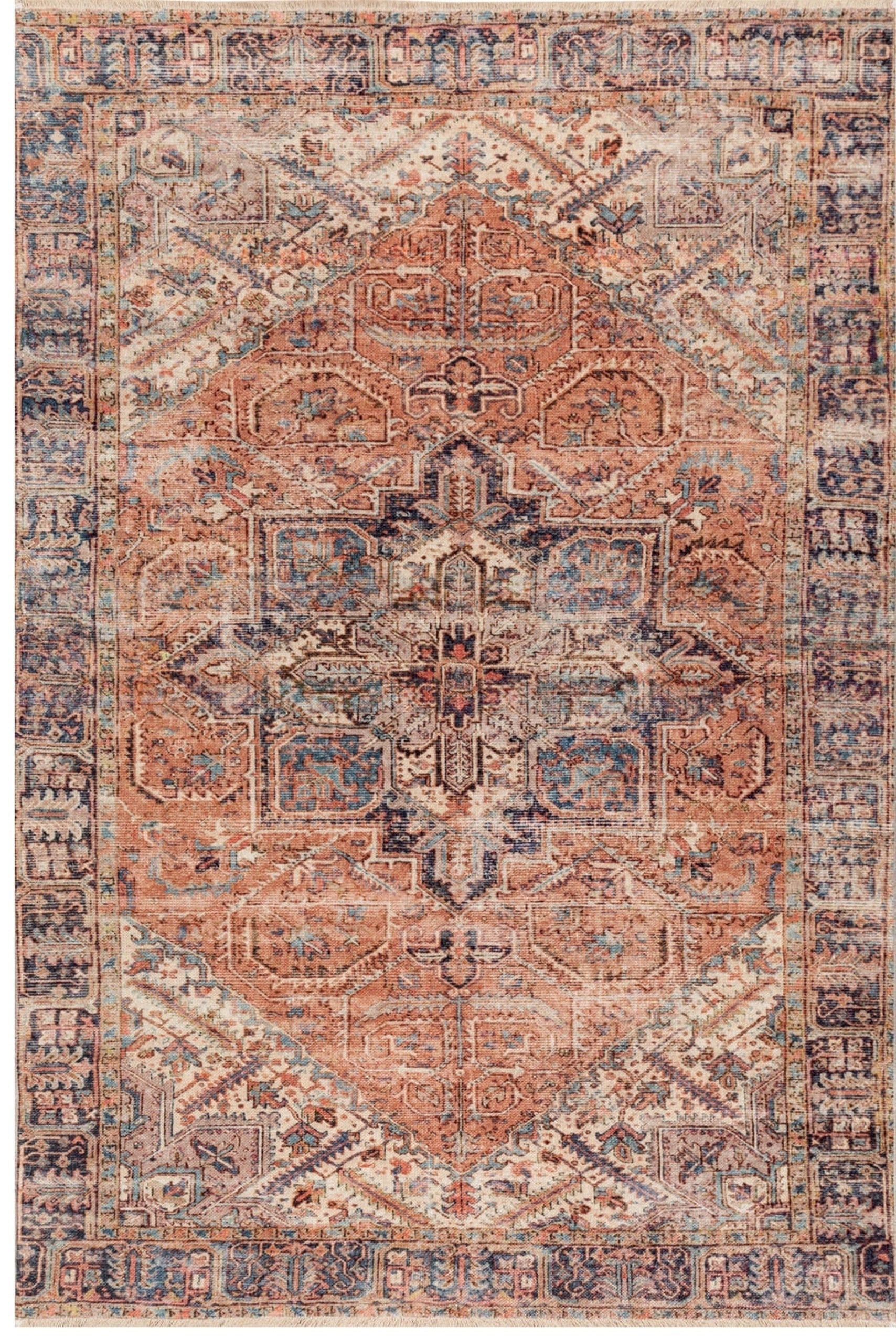 Lamya Turkish Faded Orange Beige-Blush Rug-Rugs-Fame Rugs-2'6x5' ft 80x150 cm-fame