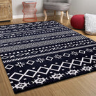 Lana Boho Aztec Black White Rug-Fame Rugs-2'x3'ft 60x90cm-Black-fame