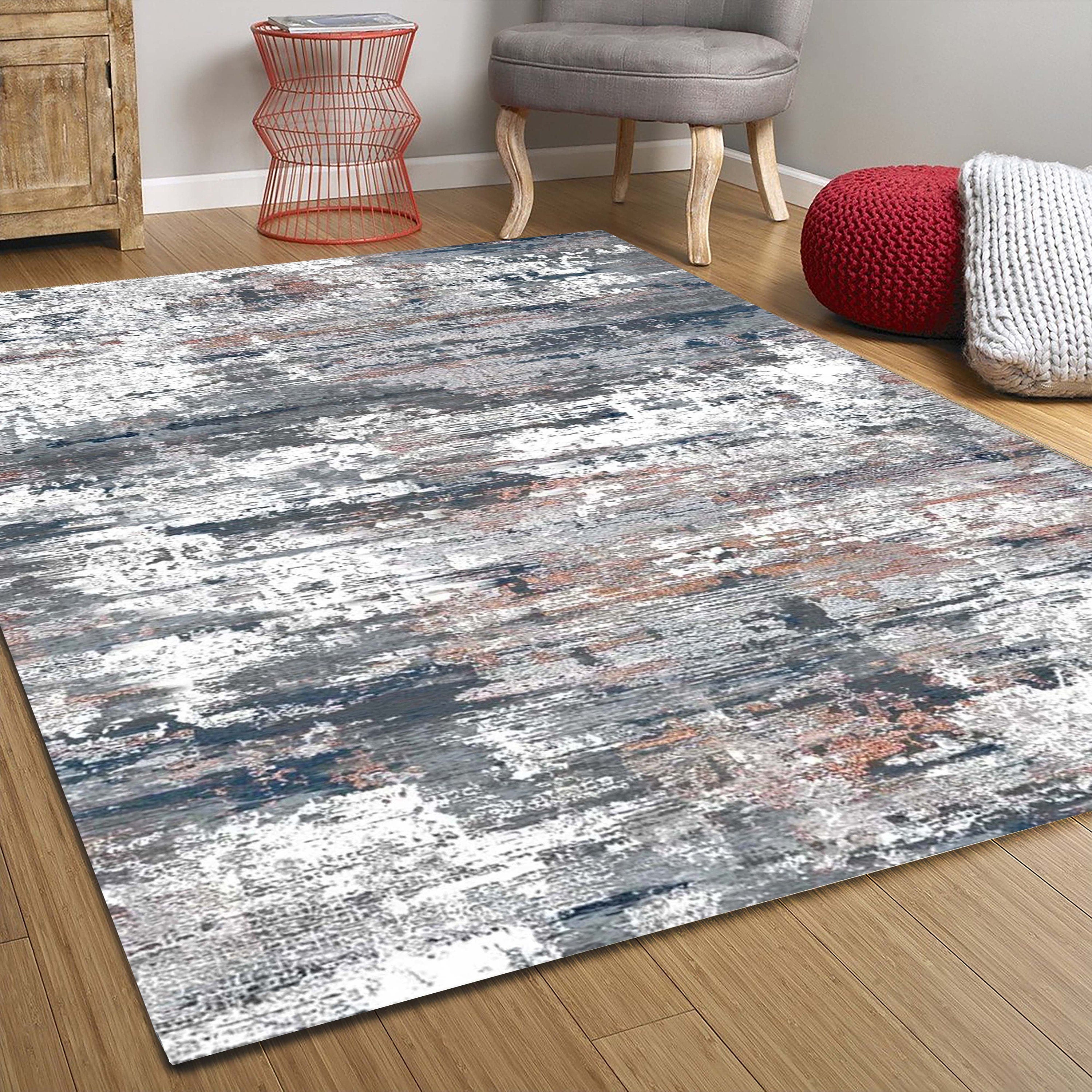 Lava Abstract Gray Blue Rug-Fame Rugs-2'x3'ft 60x90cm-fame