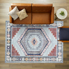 Leena Blue Colorful Aesthetic Oushak Rug-Area Rugs-famerugs-2'x3' ft 60x90 cm-fame