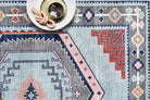 Leena Blue Colorful Aesthetic Oushak Rug-Area Rugs-famerugs-2'x3' ft 60x90 cm-fame