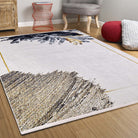 Lia Leaf Art White Beige Rug-Fame Rugs-2'x3'ft 60x90cm-fame