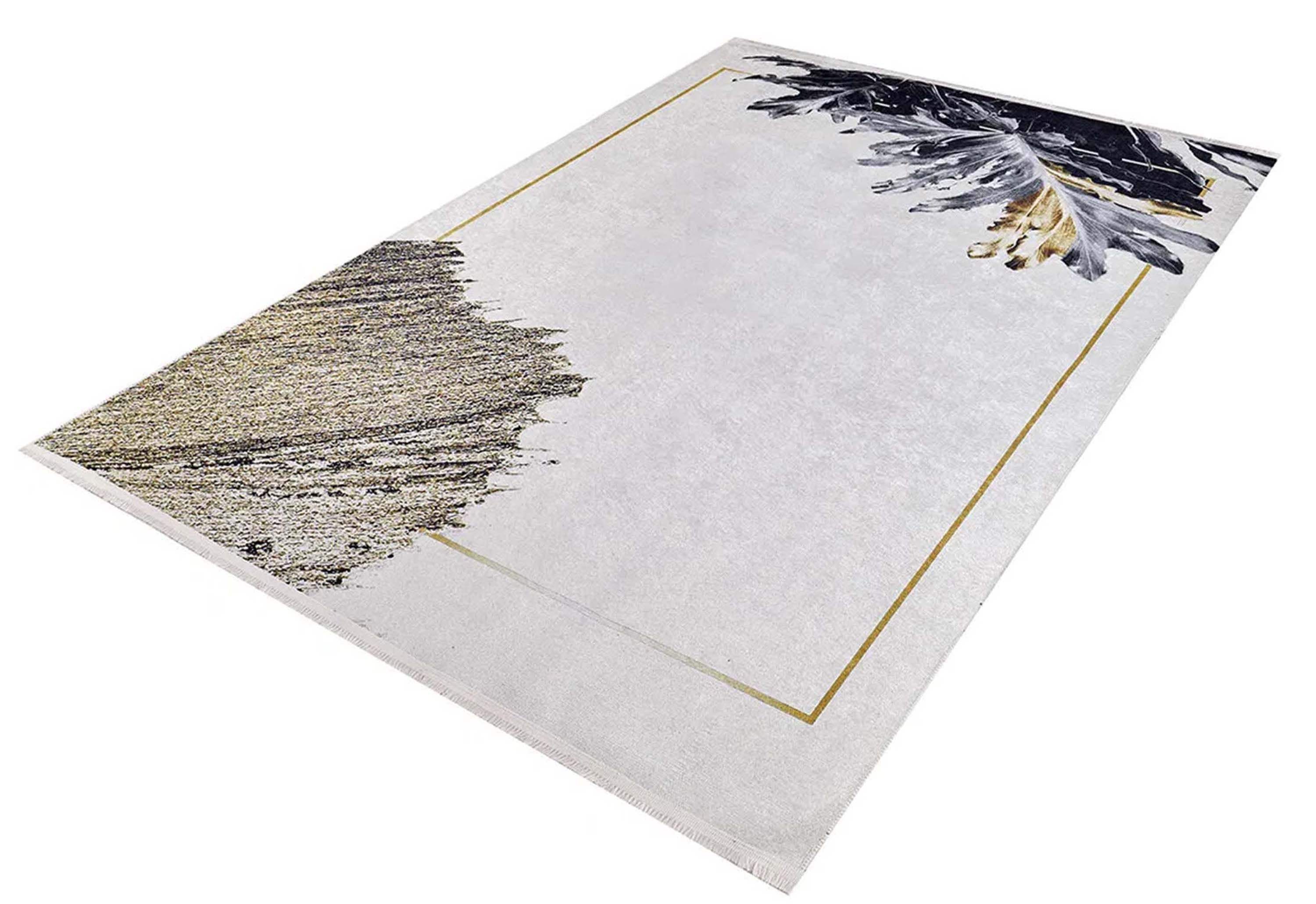 Lia Leaf Art White Beige Rug-Fame Rugs-2'x3'ft 60x90cm-fame