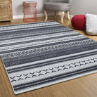 Lunda White Black Striped Rug-Fame Rugs-2'x3'ft 60x90cm-fame