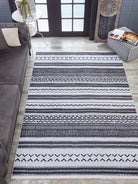 Lunda White Black Striped Rug-Fame Rugs-2'x3'ft 60x90cm-fame