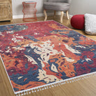 Luxa Modern Red Beige Blue Orange Rug-Fame Rugs-2'x3'ft 60x90cm-fame