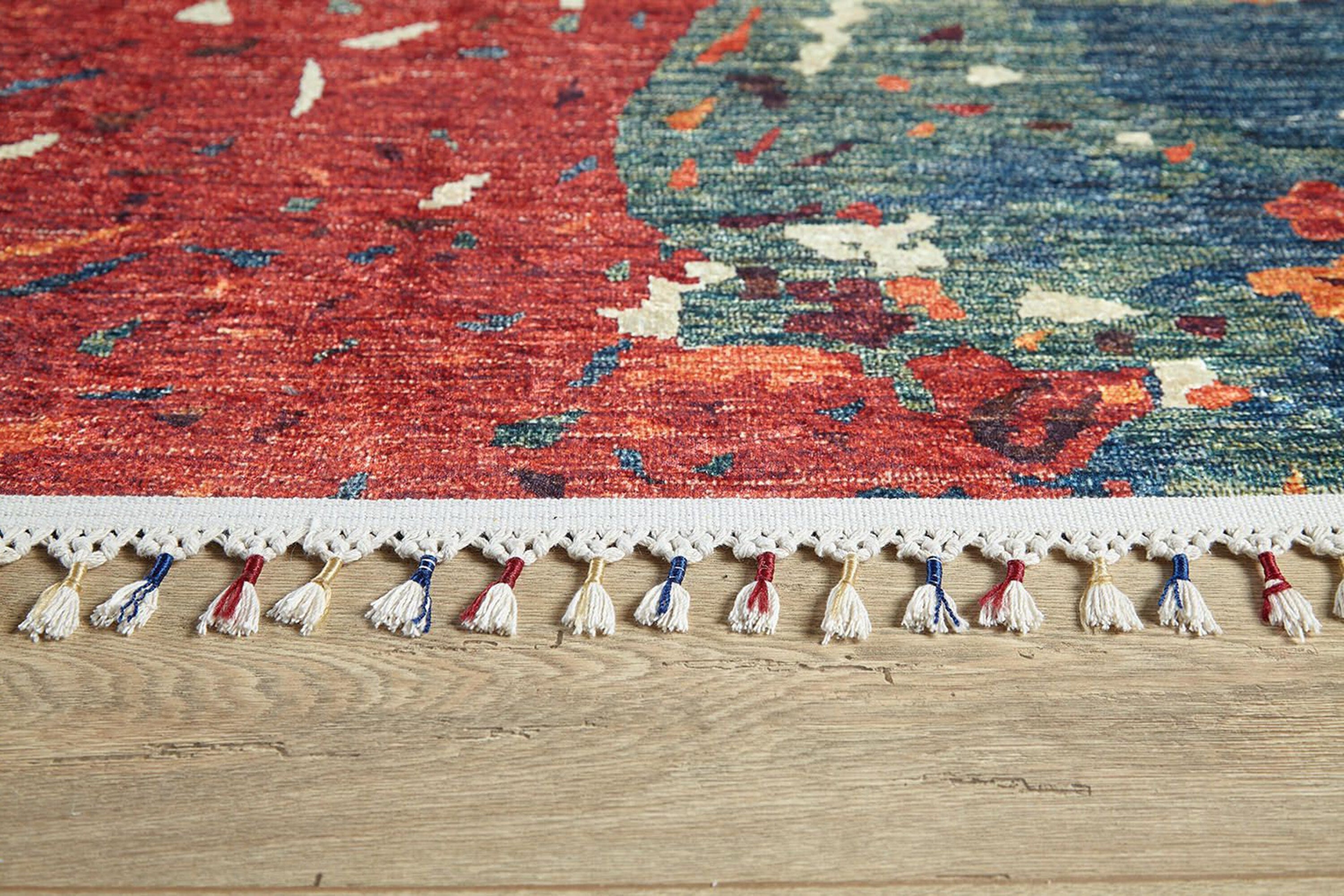 Luxa Modern Red Beige Blue Orange Rug-Fame Rugs-2'x3'ft 60x90cm-fame