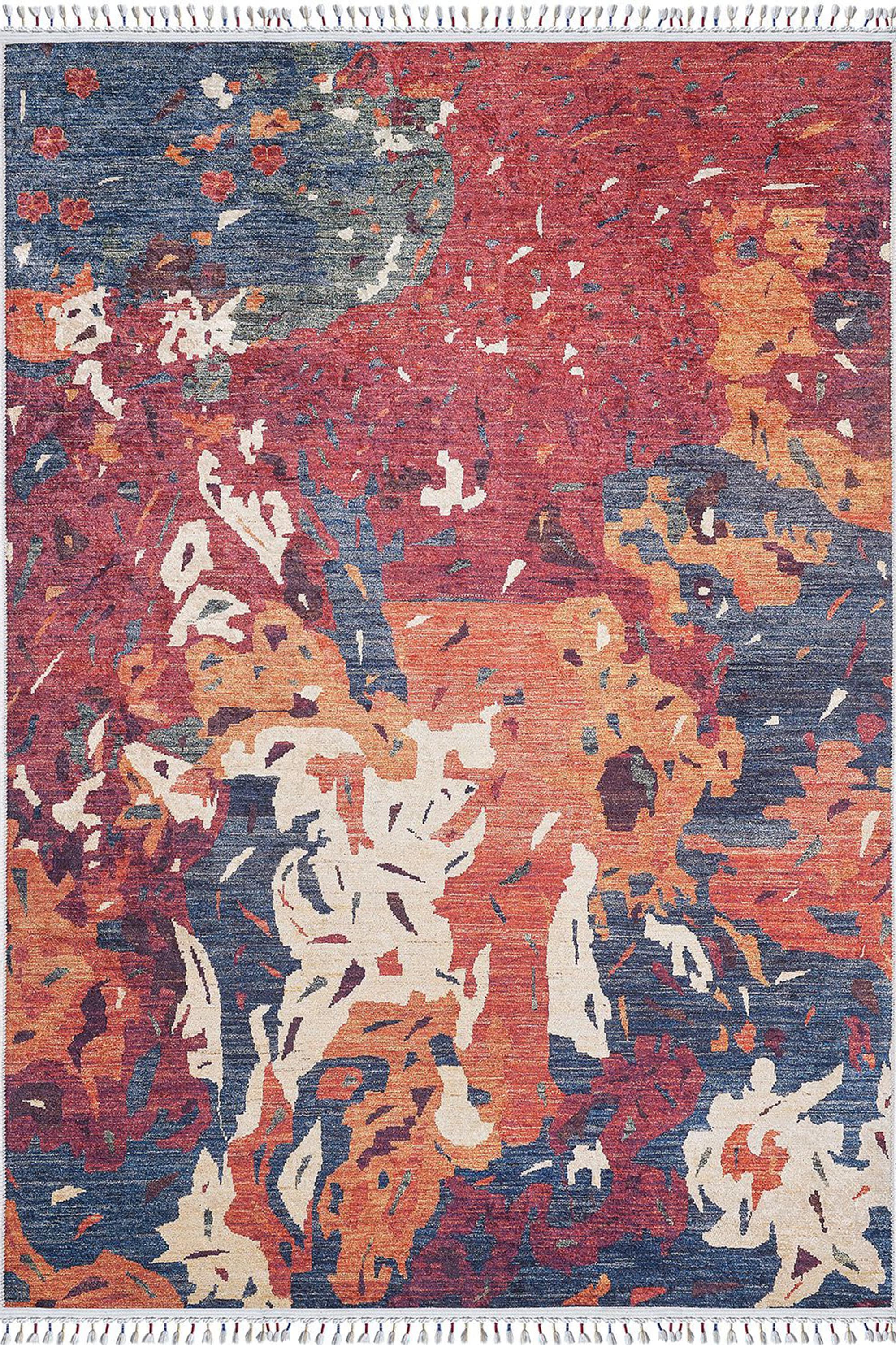 Luxa Modern Red Beige Blue Orange Rug-Fame Rugs-2'x3'ft 60x90cm-fame