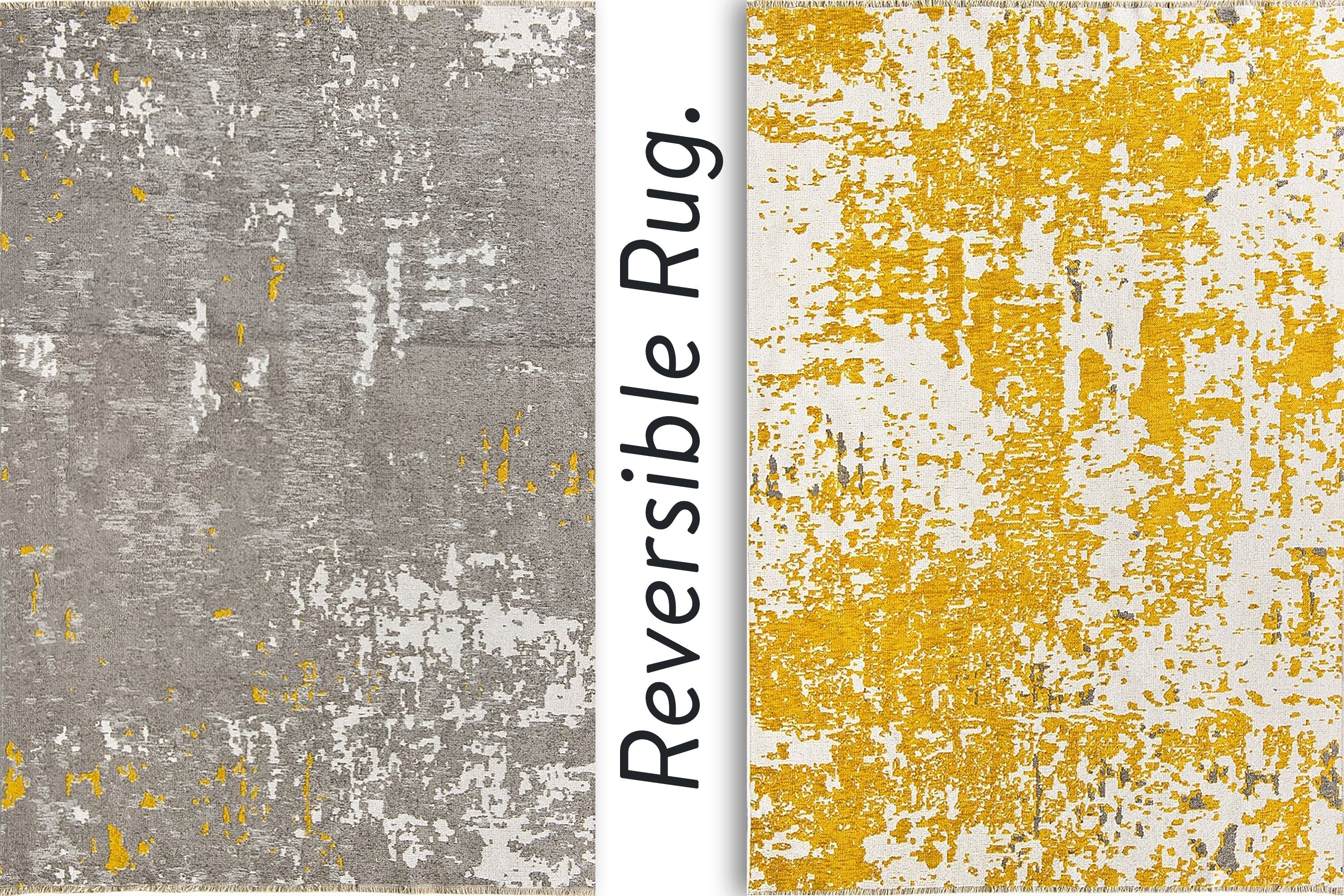 Maka Runner Abstract Kilim Gray Yellow Runner-Rugs-Fame Rugs-2'6"x4'9" 80x150cm-fame