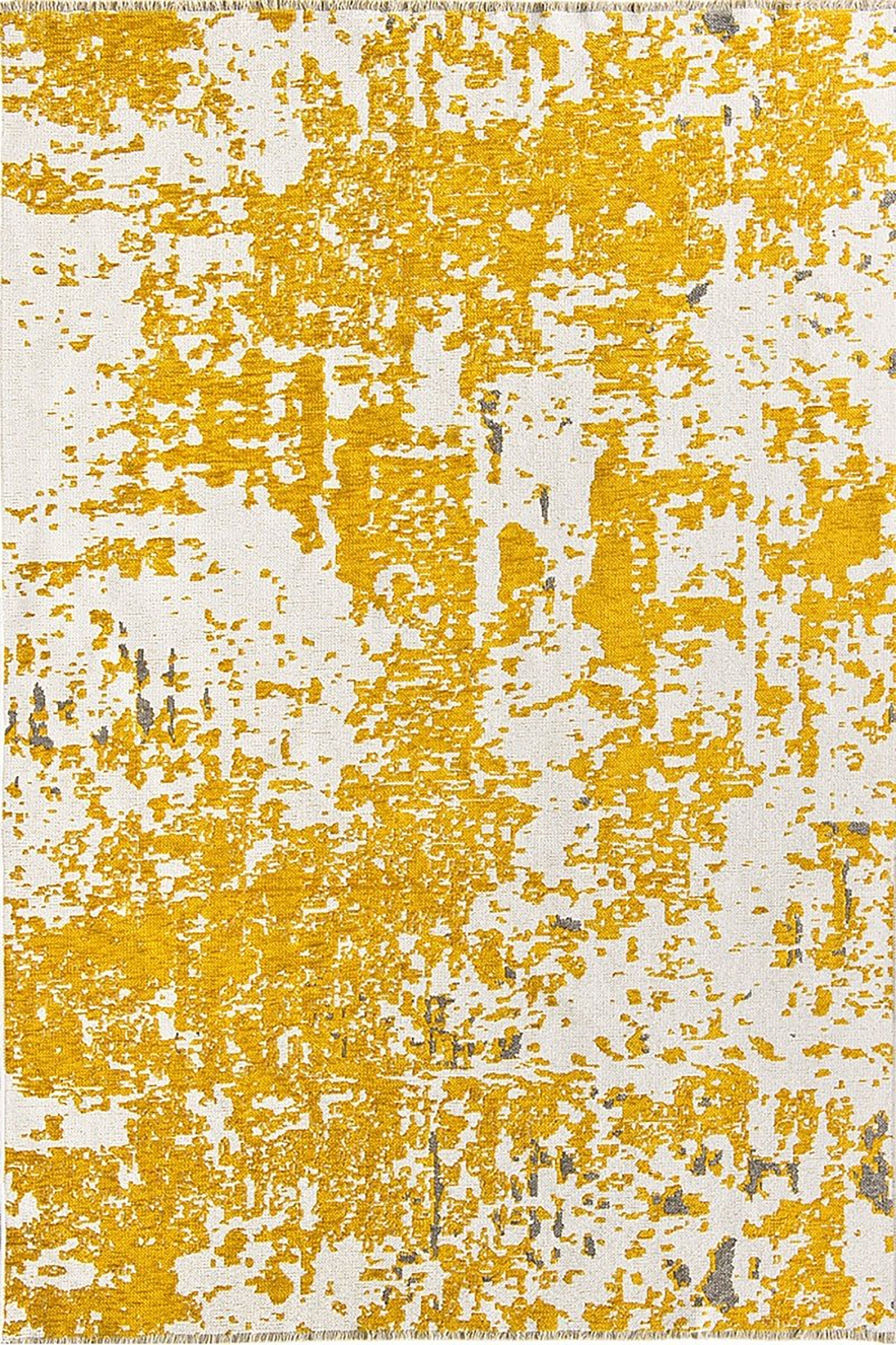 Maka Runner Abstract Kilim Gray Yellow Runner-Rugs-Fame Rugs-2'6"x4'9" 80x150cm-fame