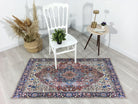 Mero Rug Persian Medallion Distressed Navy Blue Brown Rug-Rugs-Fame Rugs-2'x3' ft 60x90 cm-fame