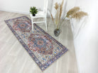 Mero Rug Persian Medallion Distressed Navy Blue Brown Rug-Rugs-Fame Rugs-2'x3' ft 60x90 cm-fame