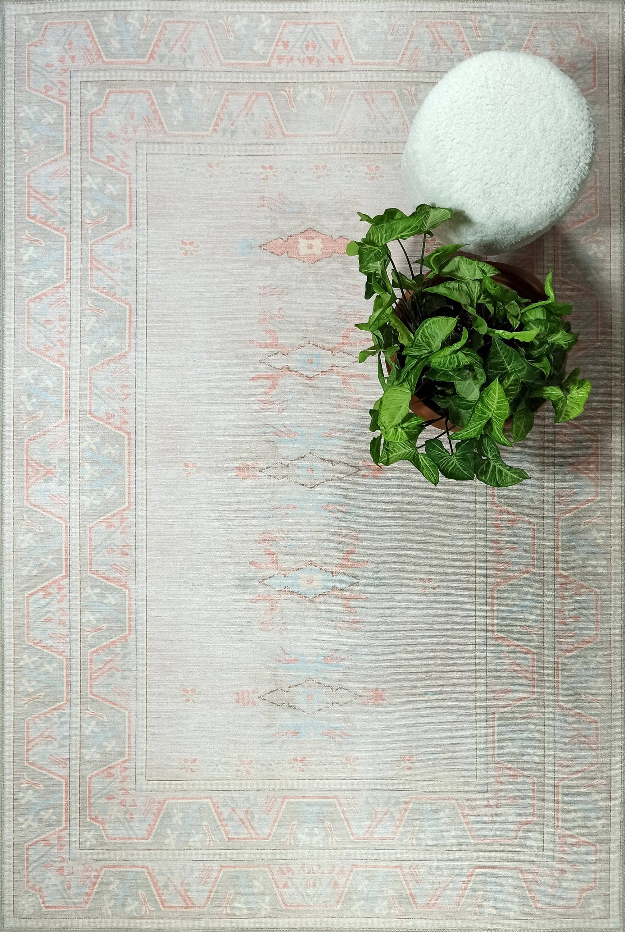 Milas Muted Baby Blue & Pale Blush Turkish Rug-famerugs-2&#39;x3&#39; ft 60x90cm-fame