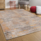 Mira Abstract Orange Beige Modern Rug-Fame Rugs-2'x3'ft 60x90cm-fame