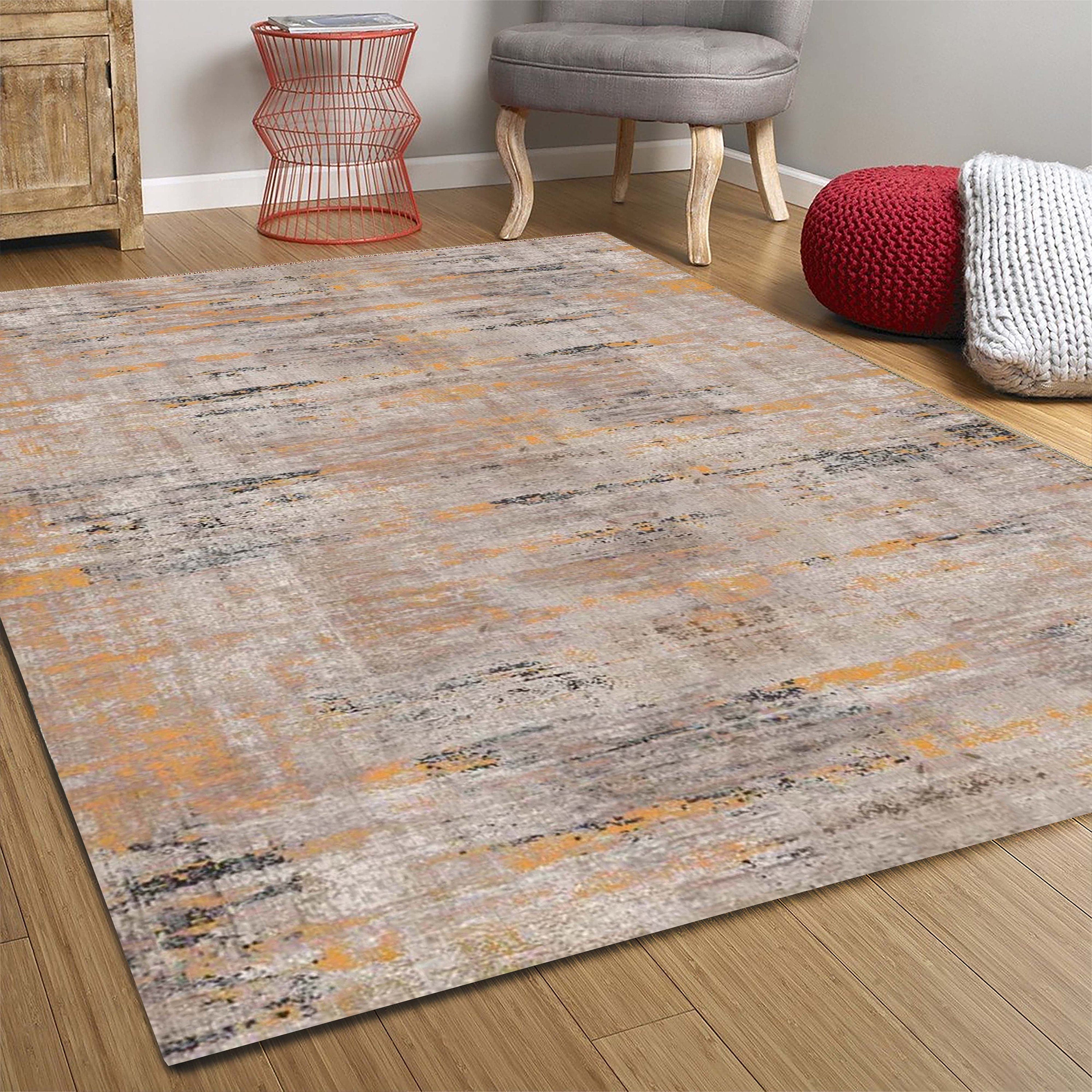 Mira Abstract Orange Beige Modern Rug-Fame Rugs-2'x3'ft 60x90cm-fame