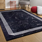 Mora Turkish Modern Marble Black Rug-Fame Rugs-2'x3'ft 60x90cm-fame