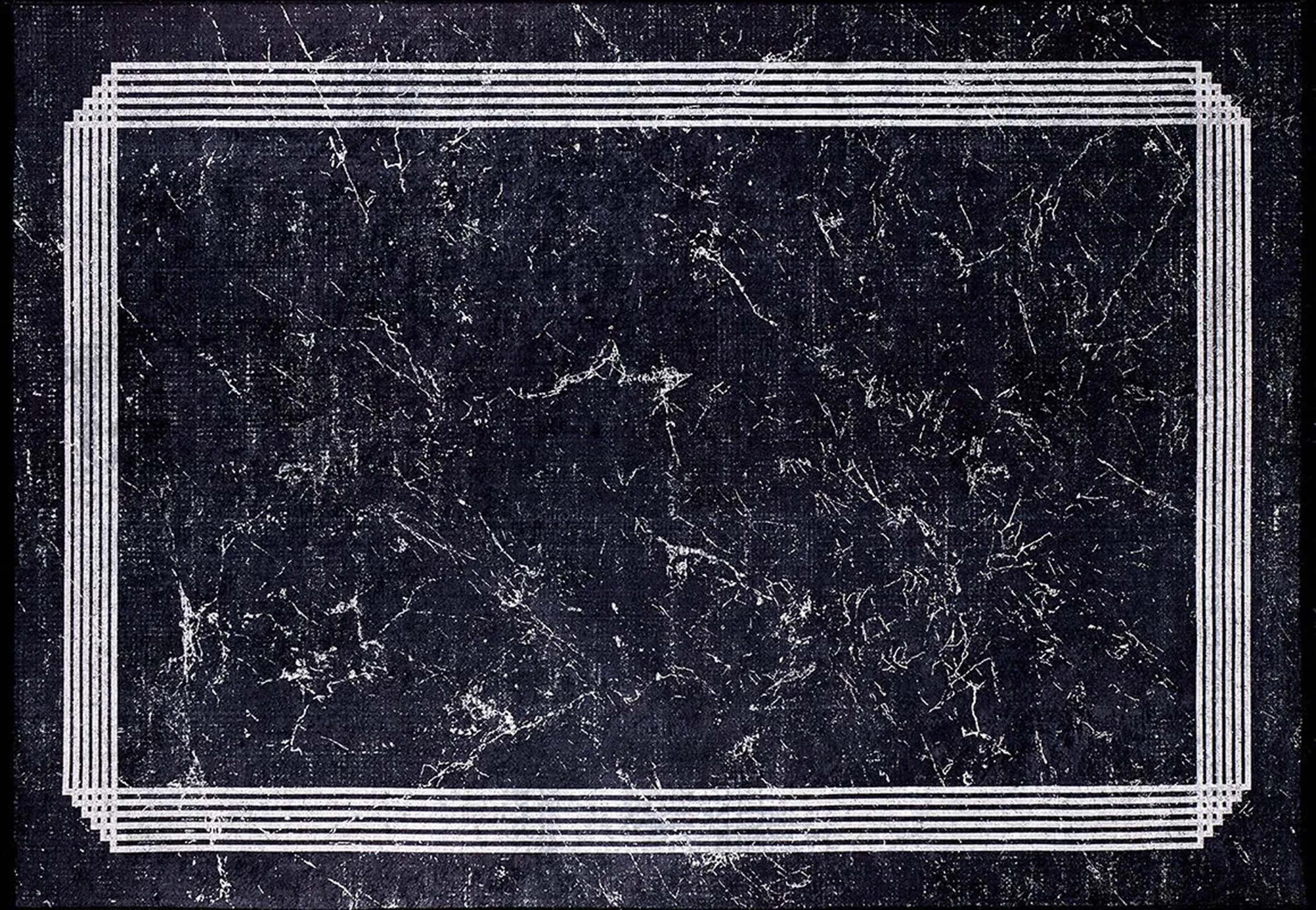 Mora Turkish Modern Marble Black Rug-Fame Rugs-2'x3'ft 60x90cm-fame