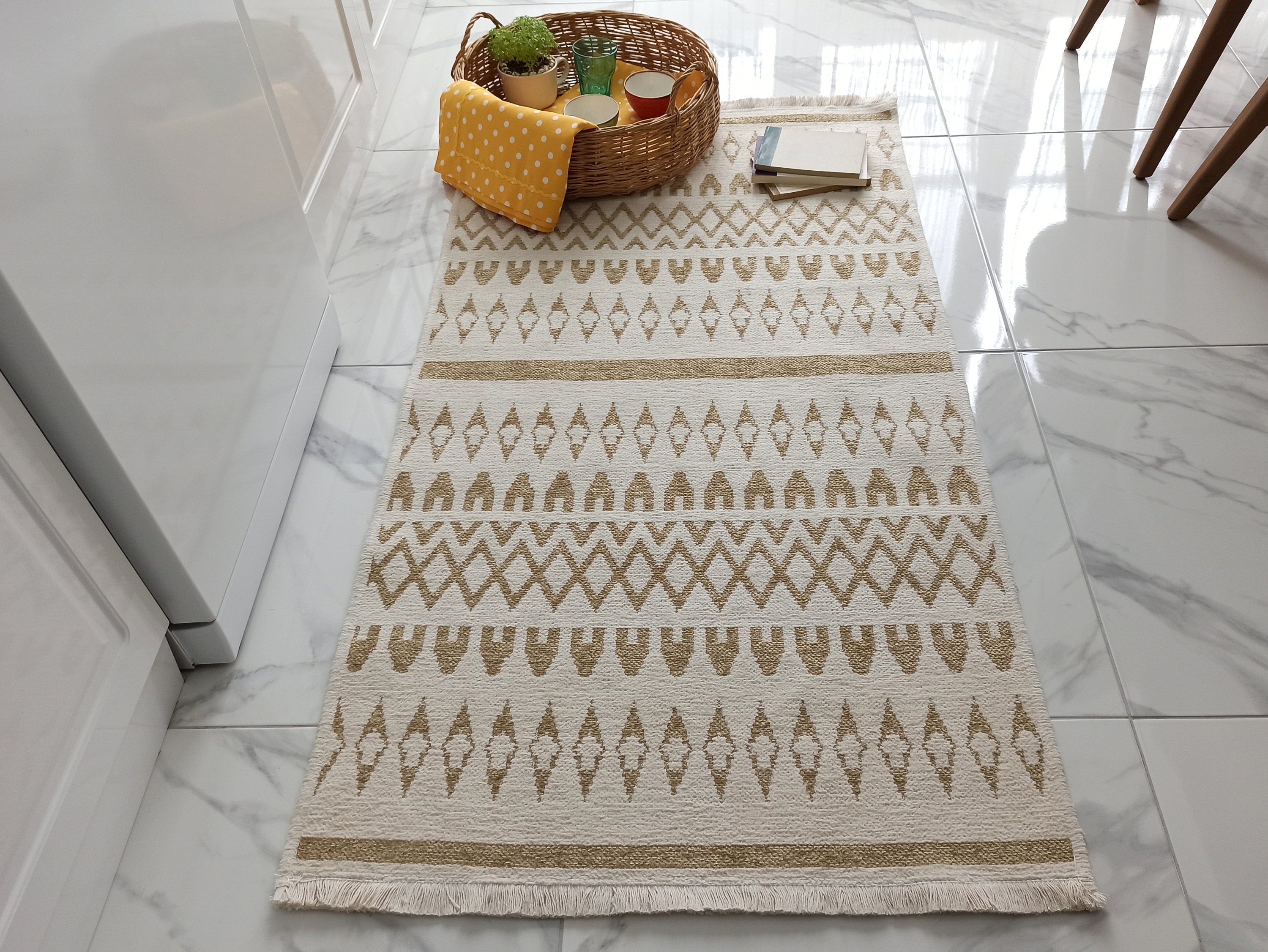 NEU Runner Kilim White Beige Flatweave Rug-Rugs-Fame Rugs-2'6"x4'9" 80x150cm-fame