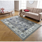 Naila Dark Gray Navy Blue Modern Oushak Rug-Area Rugs-famerugs-2'x3' ft 60x90cm-fame