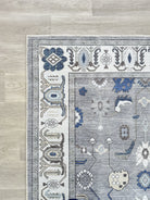 Naila Dark Gray Navy Blue Modern Oushak Rug-Area Rugs-famerugs-2'x3' ft 60x90cm-fame