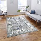 Naila Dark Gray Navy Blue Modern Oushak Rug-Area Rugs-famerugs-2'x3' ft 60x90cm-fame