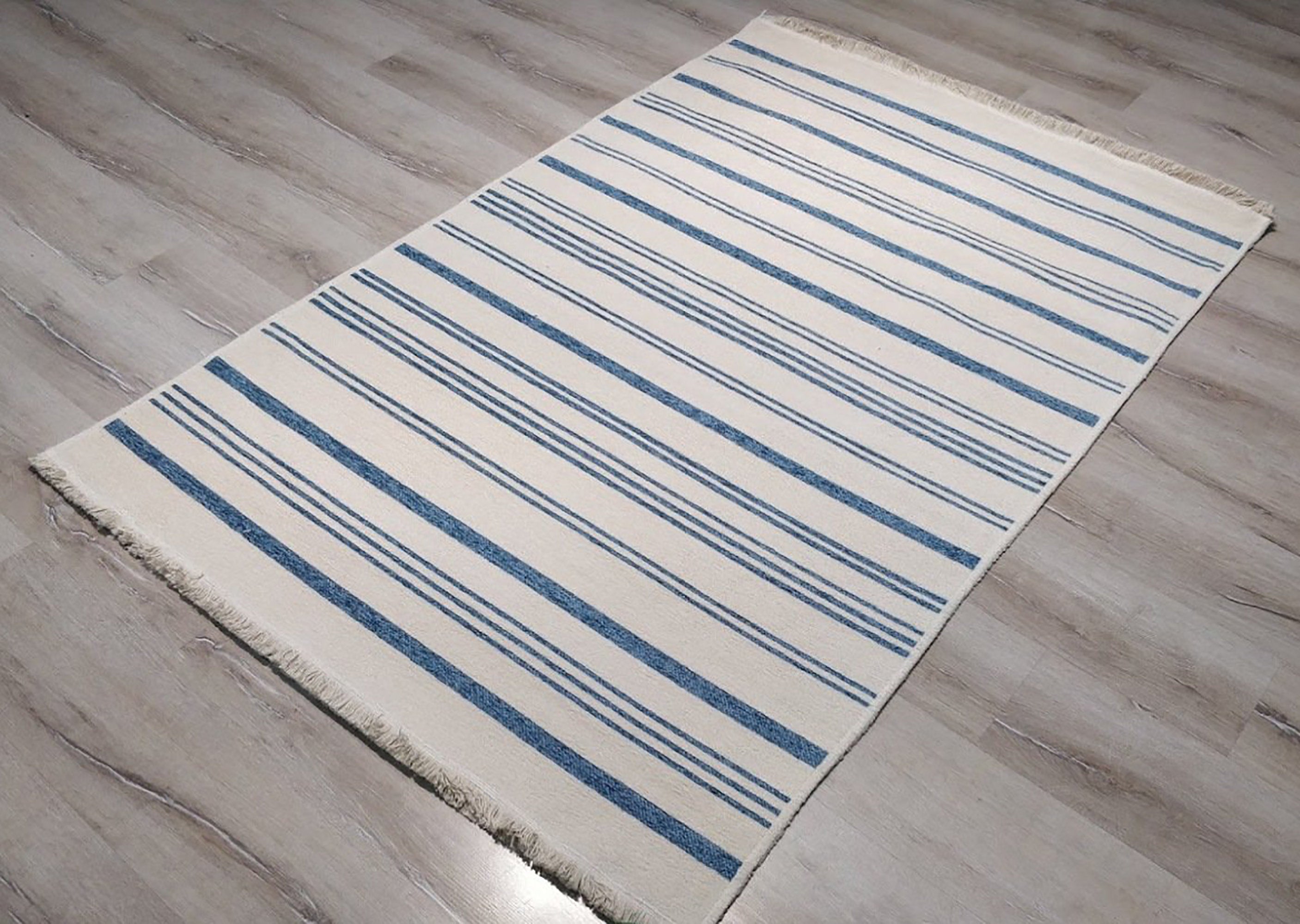 Nama Reversible Kilim Pastel Blue Neutral White Rug-Rugs-Fame Rugs-2'6"x4'9" 80x150cm-fame