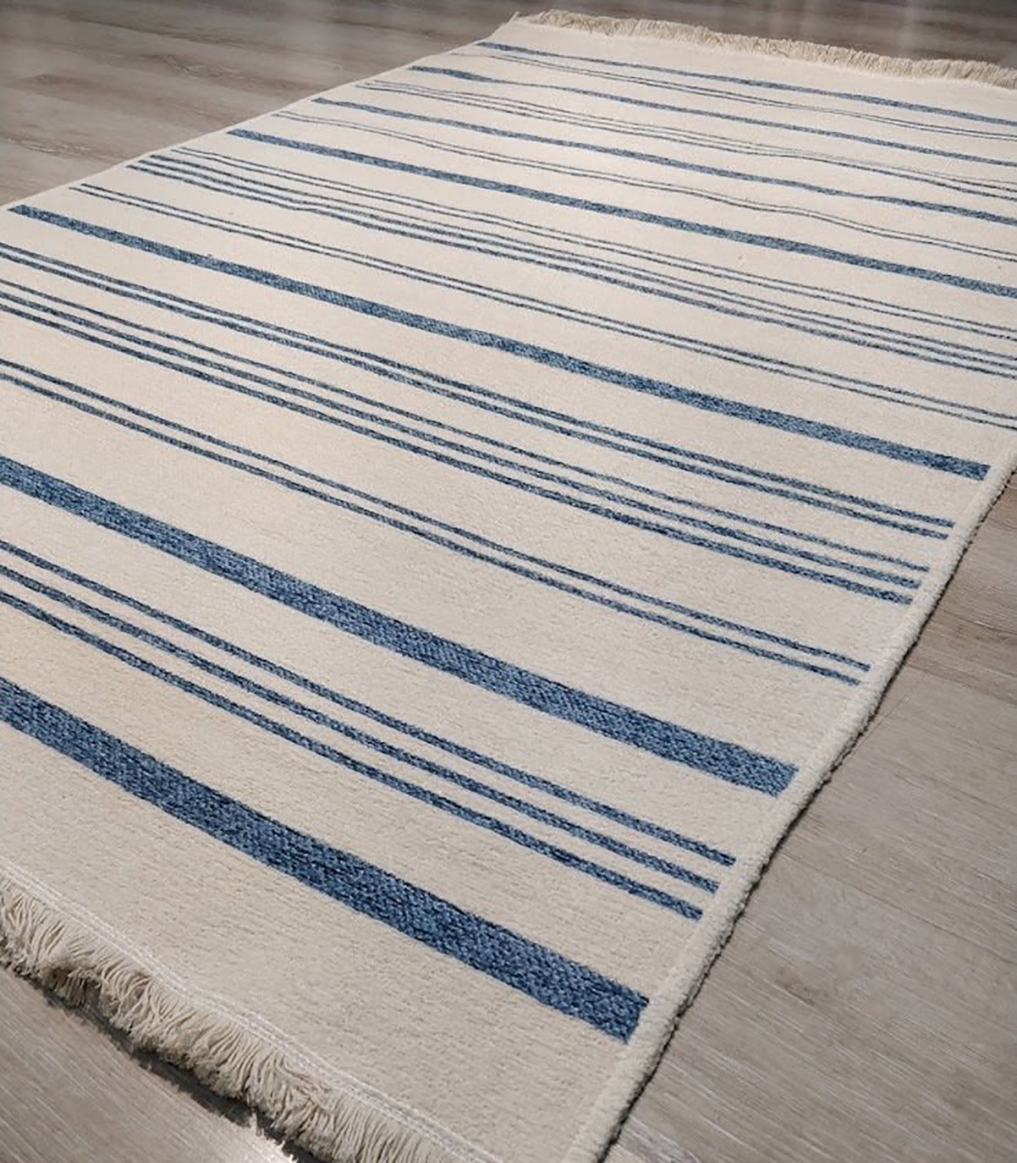 Nama Reversible Kilim Pastel Blue Neutral White Rug-Rugs-Fame Rugs-2'6"x4'9" 80x150cm-fame