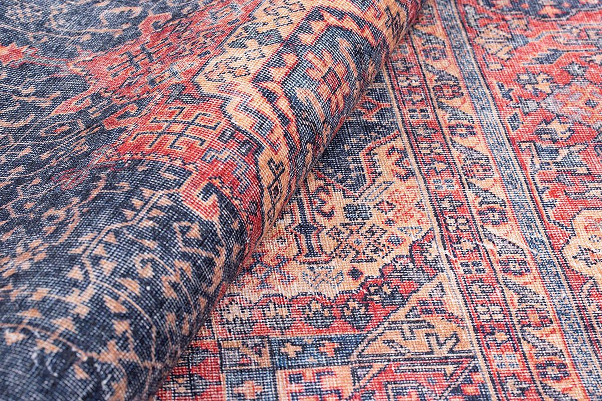 Nargan Rug Persian Navy Blue Red Rug-Rugs-Fame Rugs-2'x3' ft 60x90 cm-fame