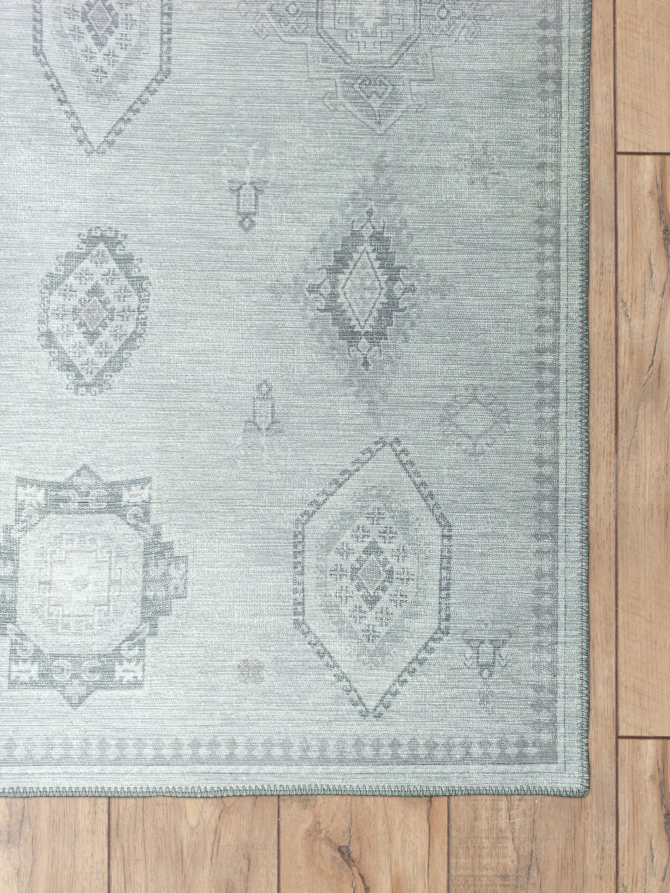 Neutral Antique Oushak Rug, Shades of Gray Silver Boho Luxury Turkish Geometric Vintage Persian Inspired Area Rugs Living room Bedroom Hall-famerugs-2&#39;x3&#39; ft 60x90cm-fame