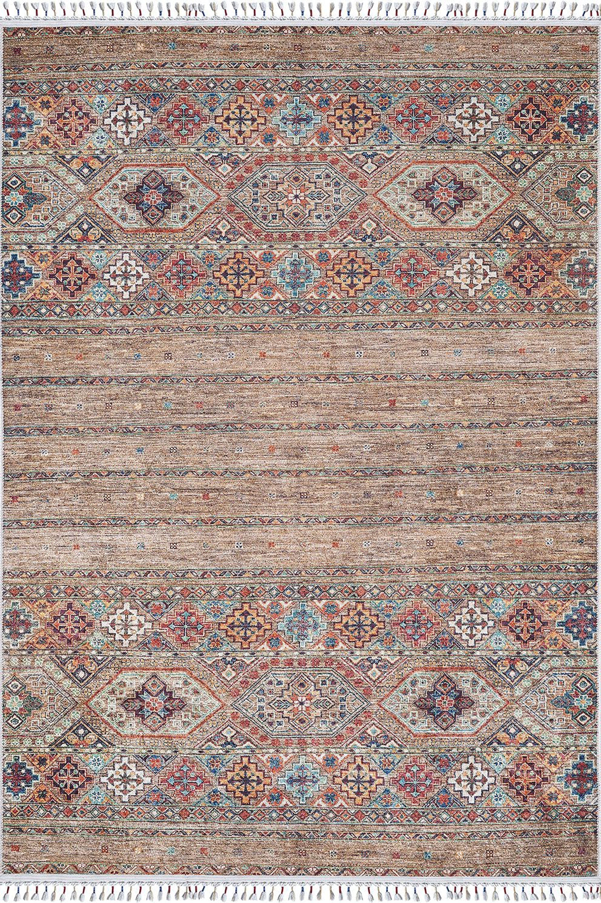 Noza Nomadic Turkish Brown Beige Rug-Fame Rugs-2'x3'ft 60x90cm-fame