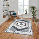 Odilia Black Gray Modern Turkish Rug-Area Rugs-famerugs-2'x3' ft 60x90cm-fame