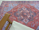 Ola Persian Heriz Red & Blue Medallion Rug-Rugs-Fame Rugs-2'x3' ft 60x90 cm-fame