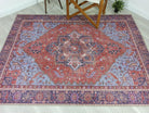 Ola Persian Heriz Red & Blue Medallion Rug-Rugs-Fame Rugs-2'x3' ft 60x90 cm-fame