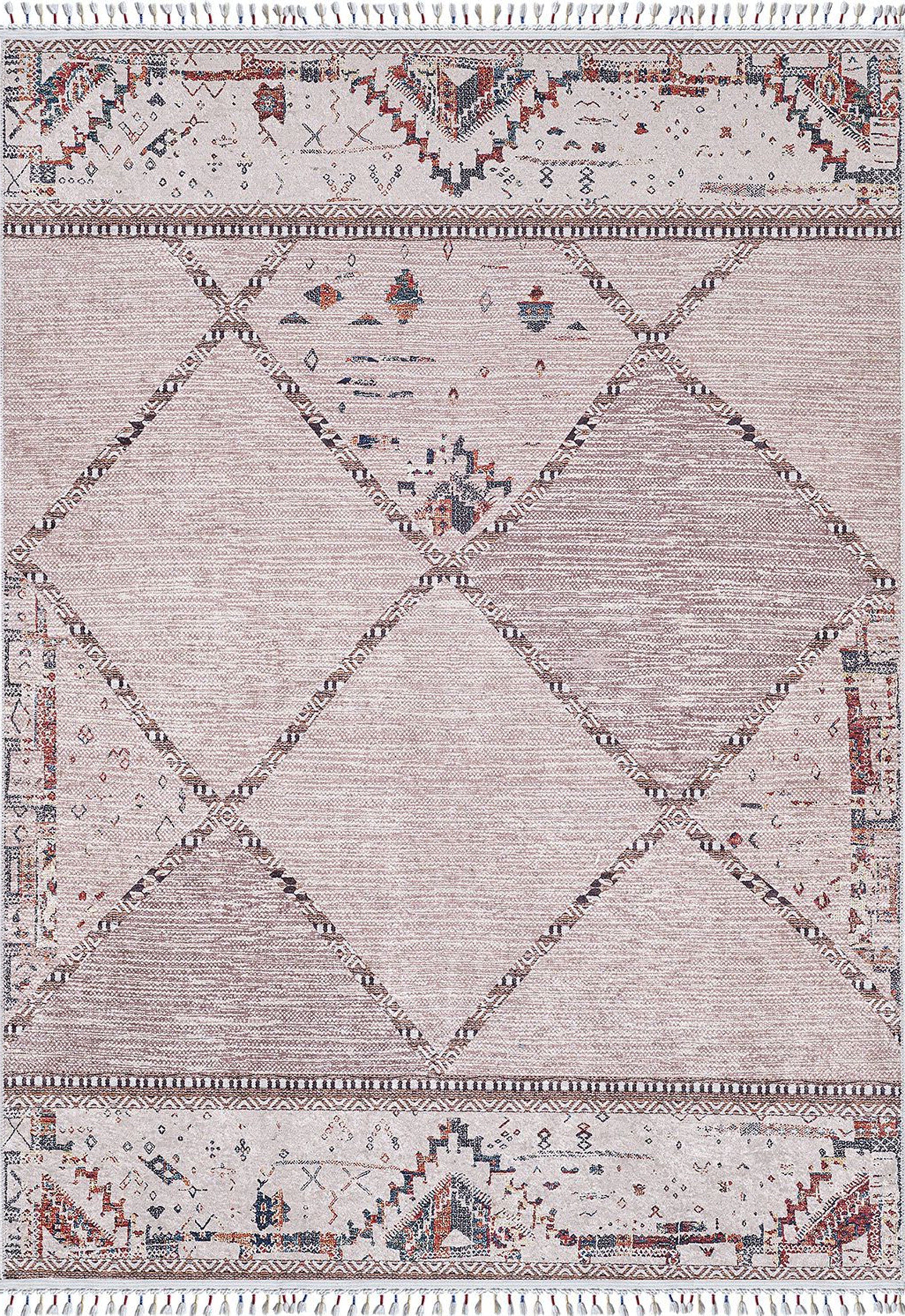 Omniya Moroccan Diamond Trellis Beige Rug-Fame Rugs-2'x3'ft 60x90cm-fame