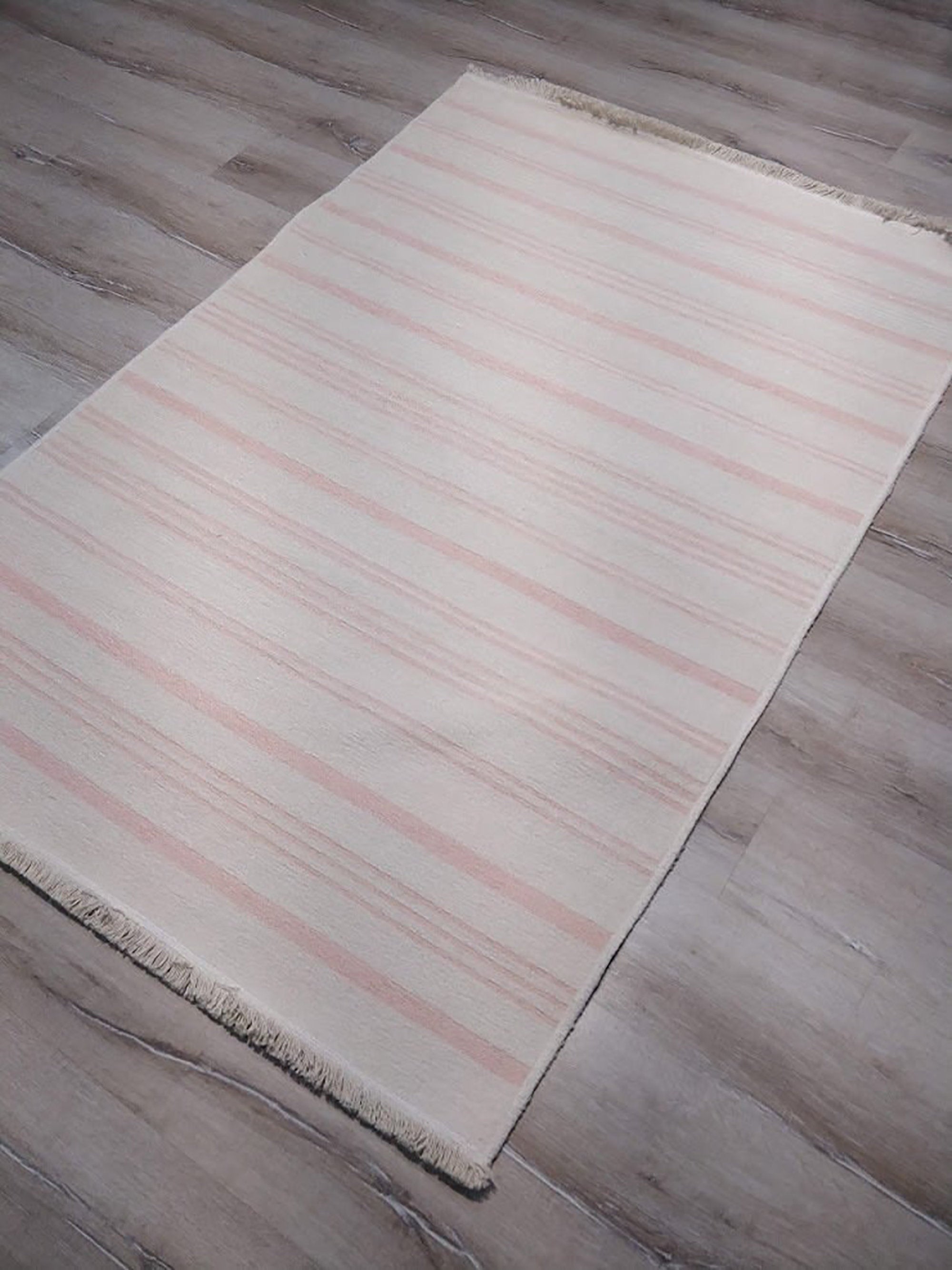 Pama Revesible Pastel Pink Kilim Rug-Rugs-Fame Rugs-2'6"x4'9" 80x150cm-fame