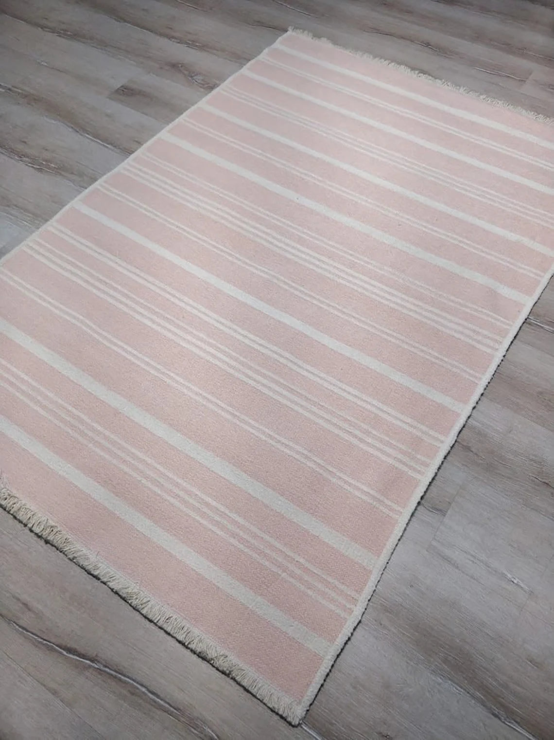 Pama Revesible Pastel Pink Kilim Rug-Rugs-Fame Rugs-2'6"x4'9" 80x150cm-fame