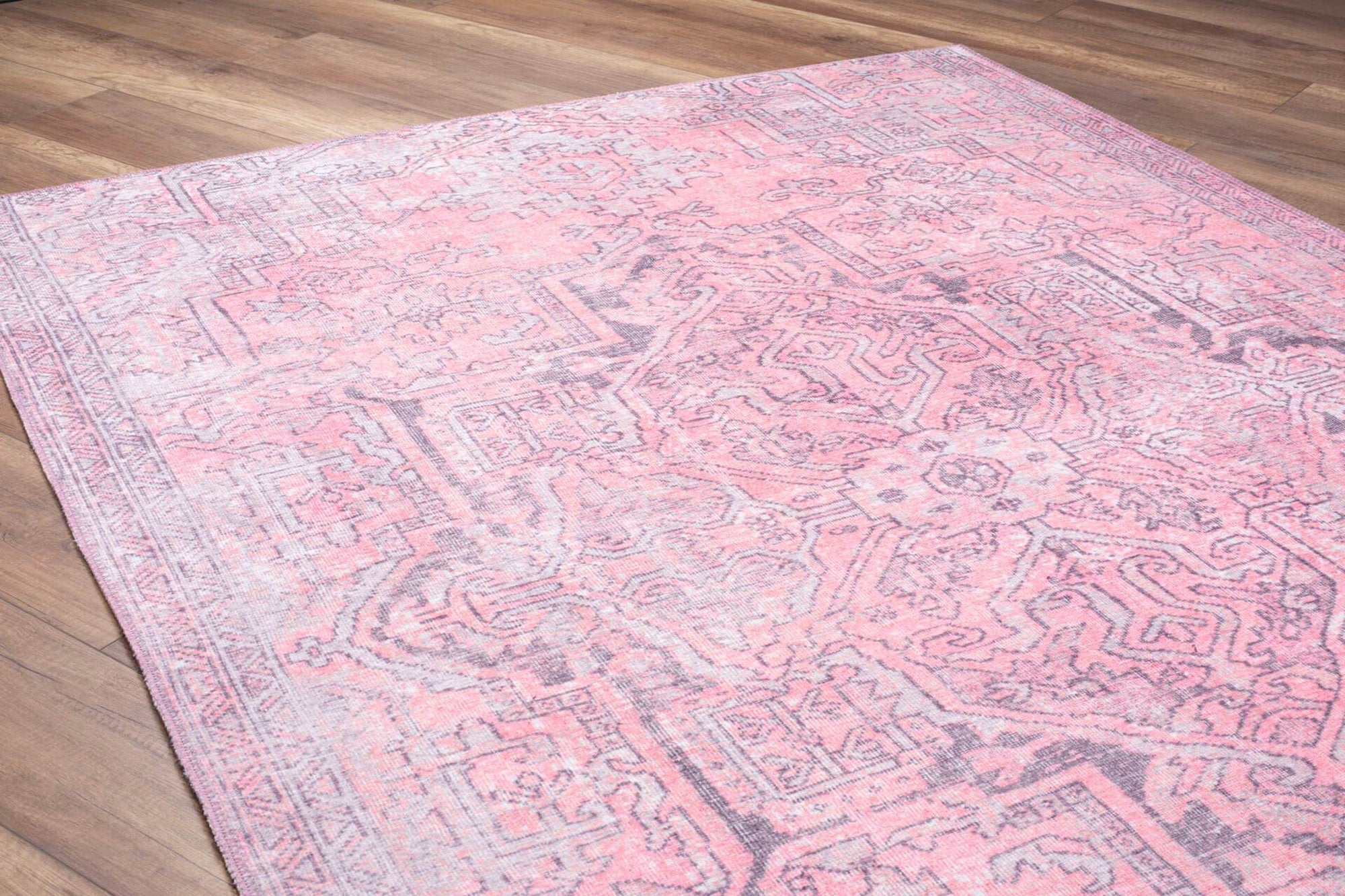 Pamba Pink Persian Heriz Faded Gray Rug-Rugs-Fame Rugs-2'x3' ft 60x90 cm-fame