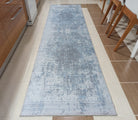 Pana Runner Turkish Distressed Gray Light Blue White Rug-Rugs-Fame Rugs-2'x3' ft 60x90 cm-fame