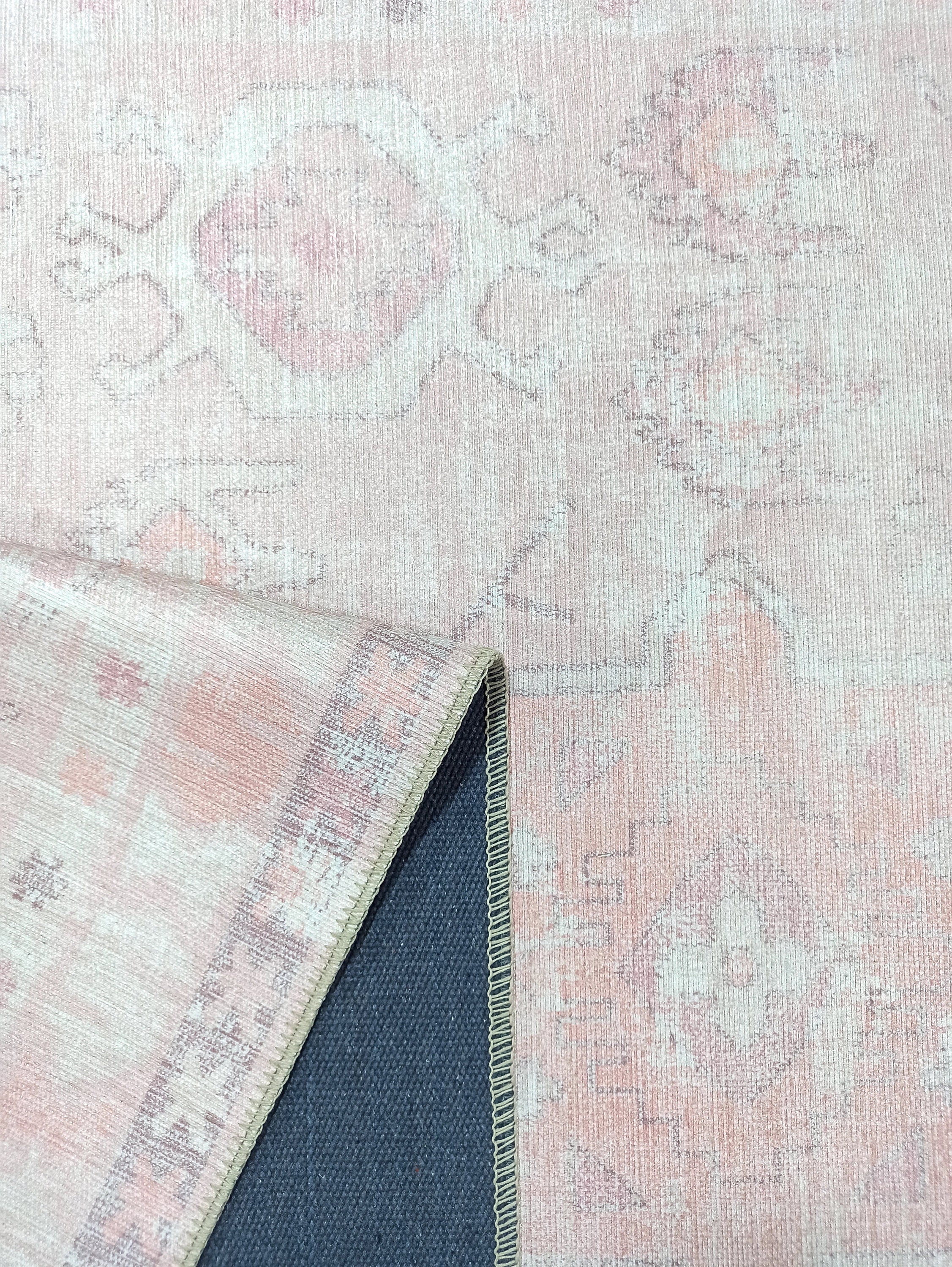 Persian Vintage Rug, Muted Shades of Pink Pale & Dusty Boho Geometric Antique Inspired Shabby Chic Modern Area Rugs Living room Bedroom Hall-famerugs-2&#39;x3&#39; ft 60x90cm-fame