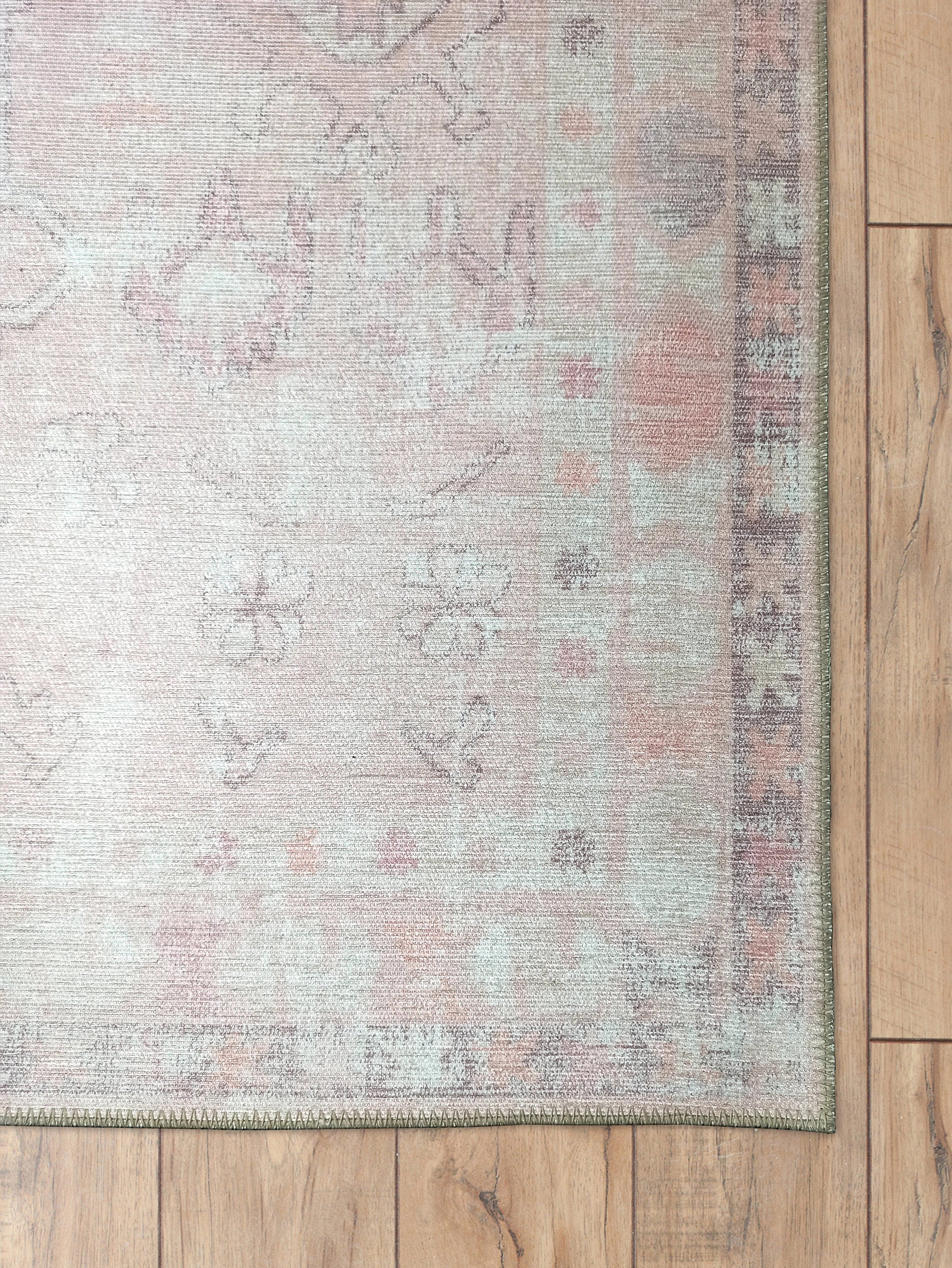 Persian Vintage Rug, Muted Shades of Pink Pale & Dusty Boho Geometric Antique Inspired Shabby Chic Modern Area Rugs Living room Bedroom Hall-famerugs-2&#39;x3&#39; ft 60x90cm-fame