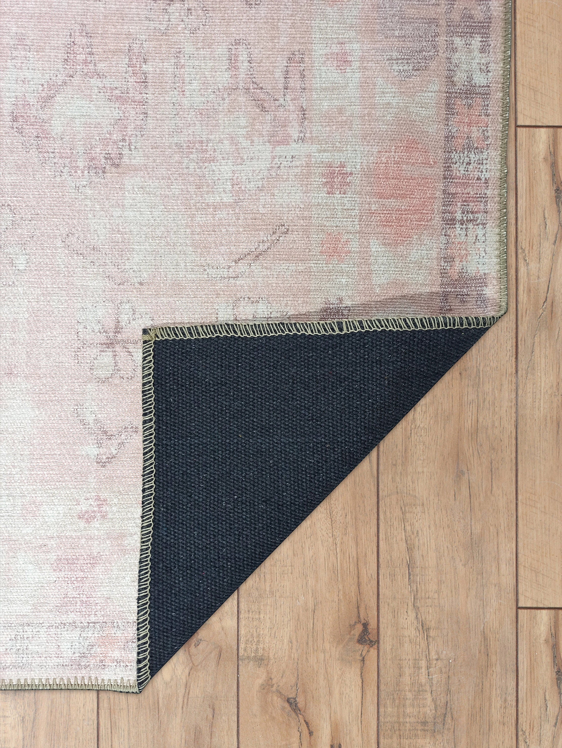 Persian Vintage Rug, Muted Shades of Pink Pale & Dusty Boho Geometric Antique Inspired Shabby Chic Modern Area Rugs Living room Bedroom Hall-famerugs-2&#39;x3&#39; ft 60x90cm-fame