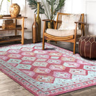 Pink Herki Vintage Rug, Shades of Rose Boho Luxury Oriental Geometric Diamond Pastel Turkish Inspired Area Rugs Living room Bedroom Hall-famerugs-2&#39;x3&#39; ft 60x90cm-fame