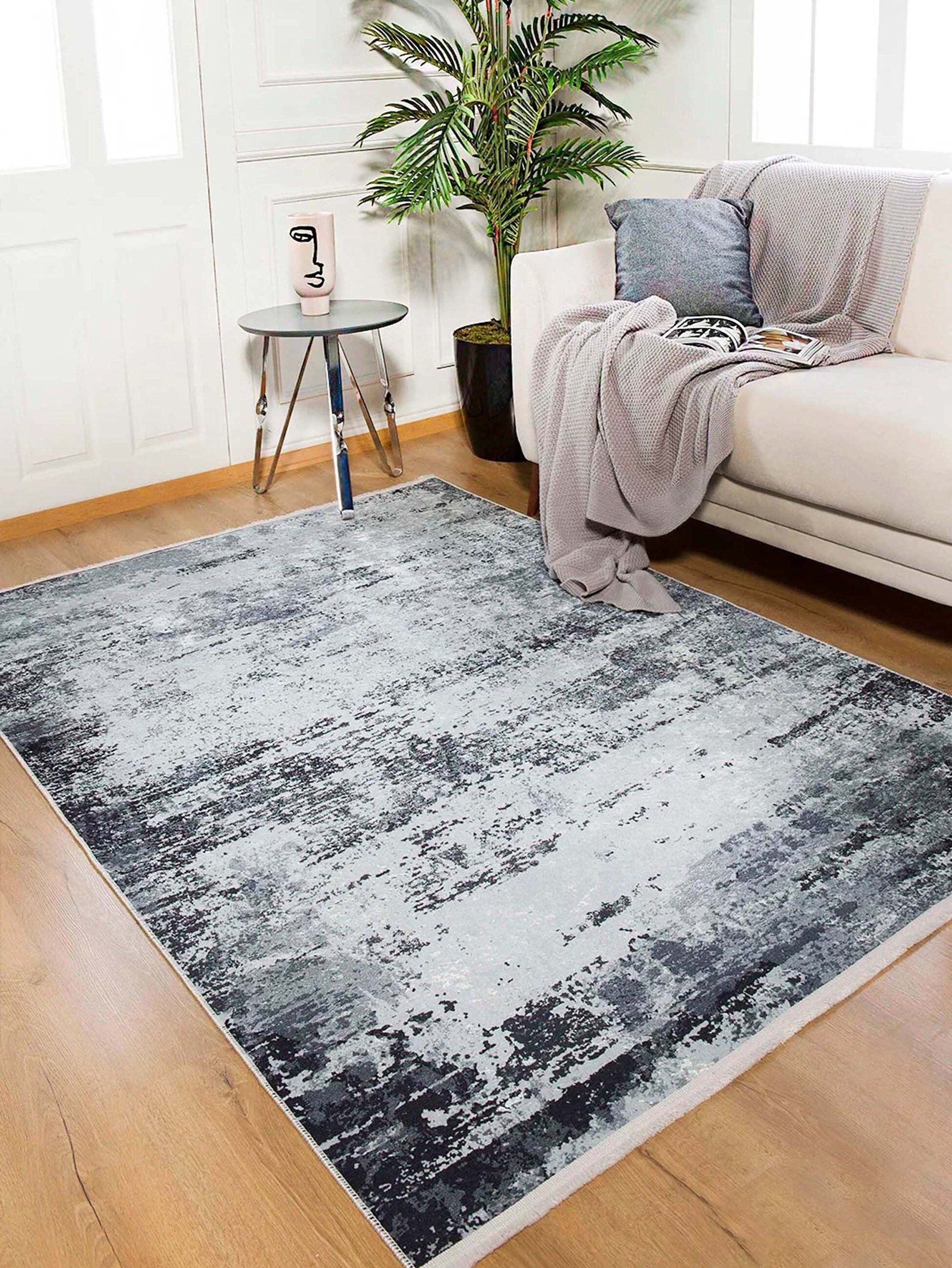 Rada Abstract Distressed Gray Rug-Fame Rugs-2'x3'ft 60x90cm-Design 1-fame