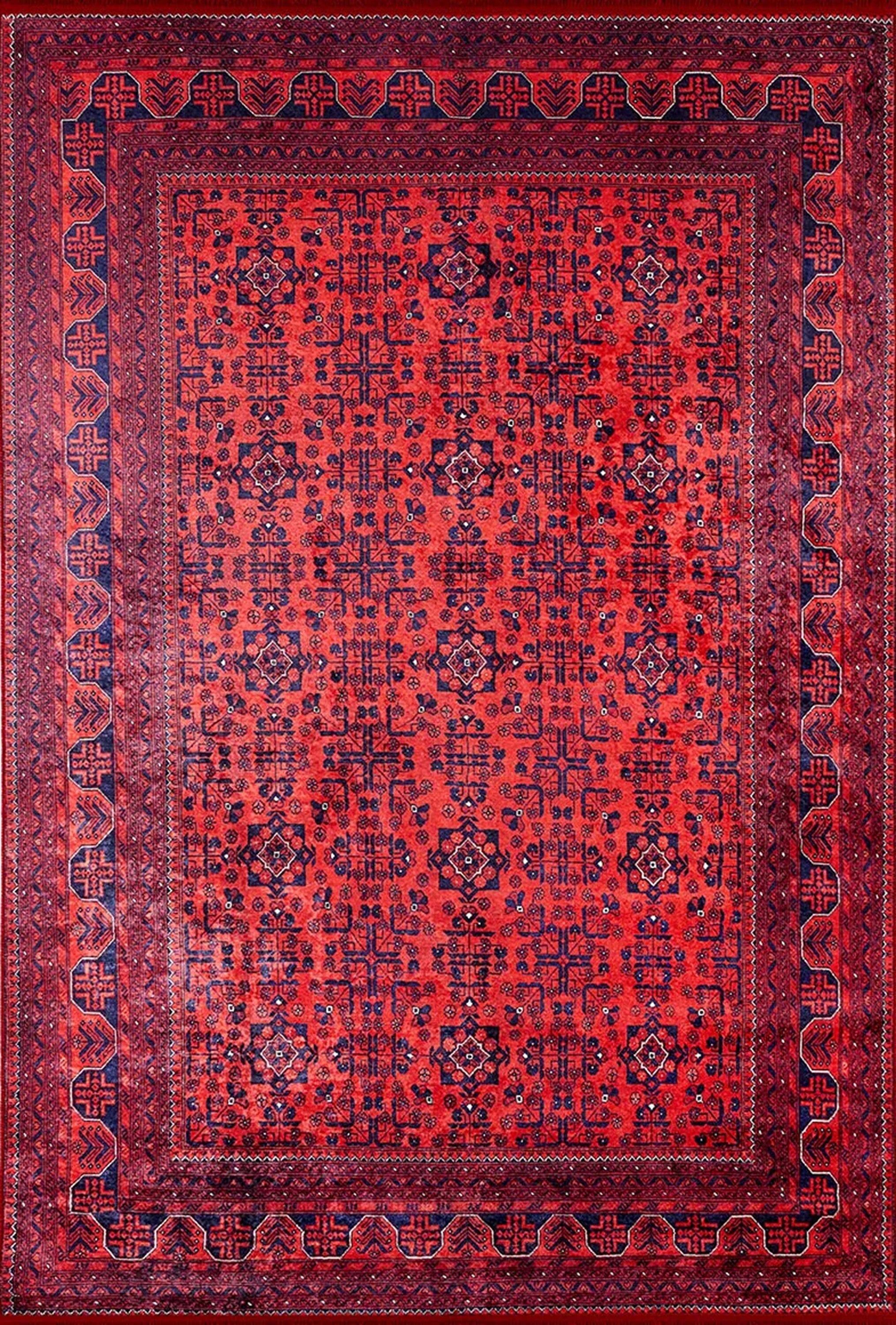 Rasha Rug Red Afghan Oriental Rug-Fame Rugs-2'x3'ft 60x90cm-fame